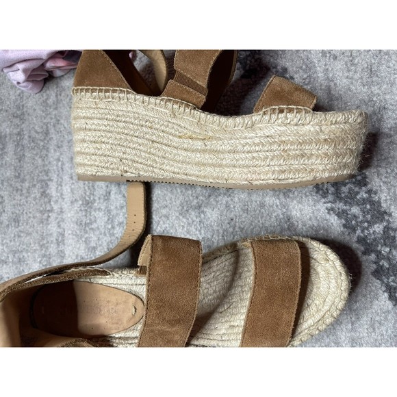 Soludos Womens Sz 8 Shoes Brown Suede Strappy Wedge Platform Espadrille Sandal - Picture 5 of 5